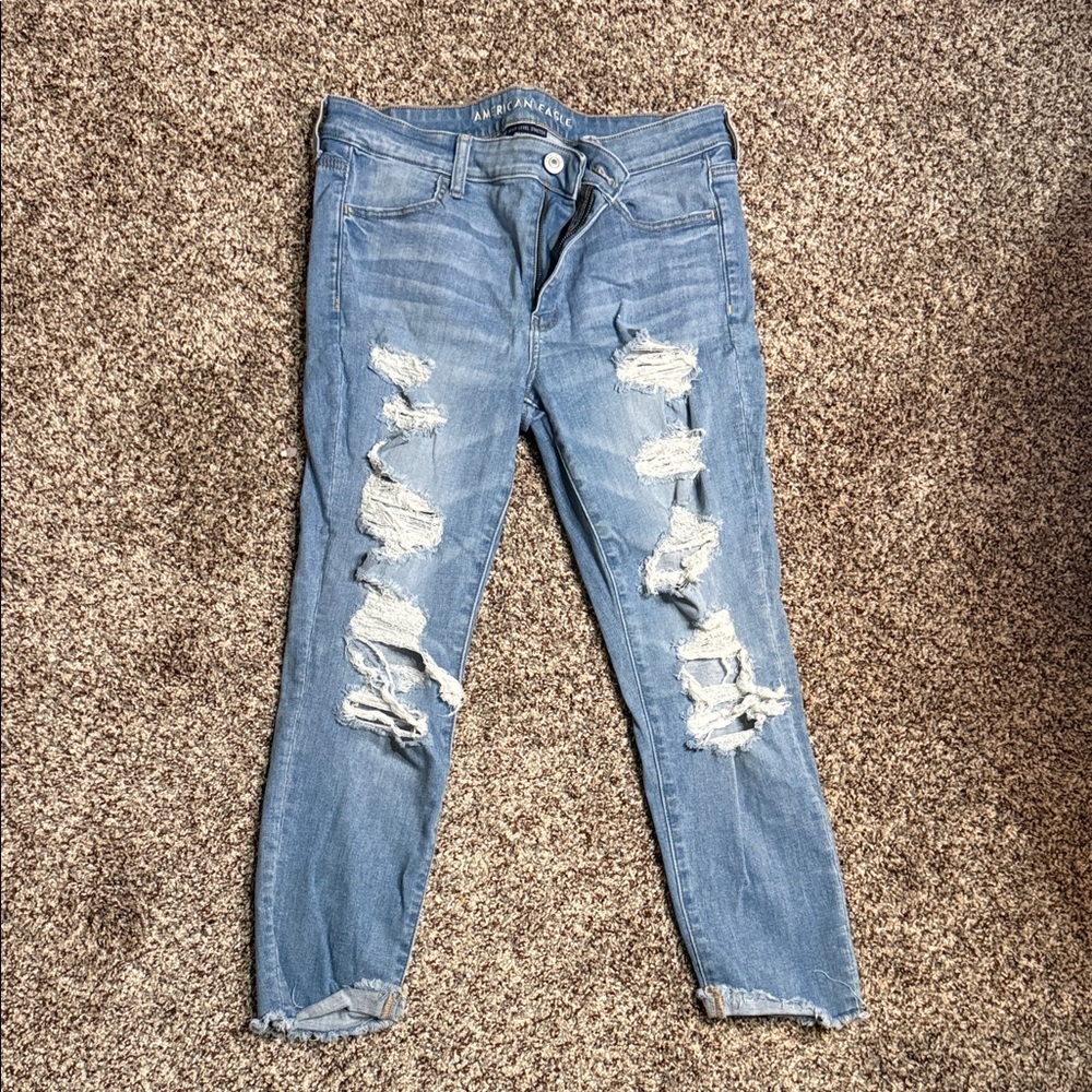 American Eagle Outfitters Light Blue Ripped Skinny Jeans